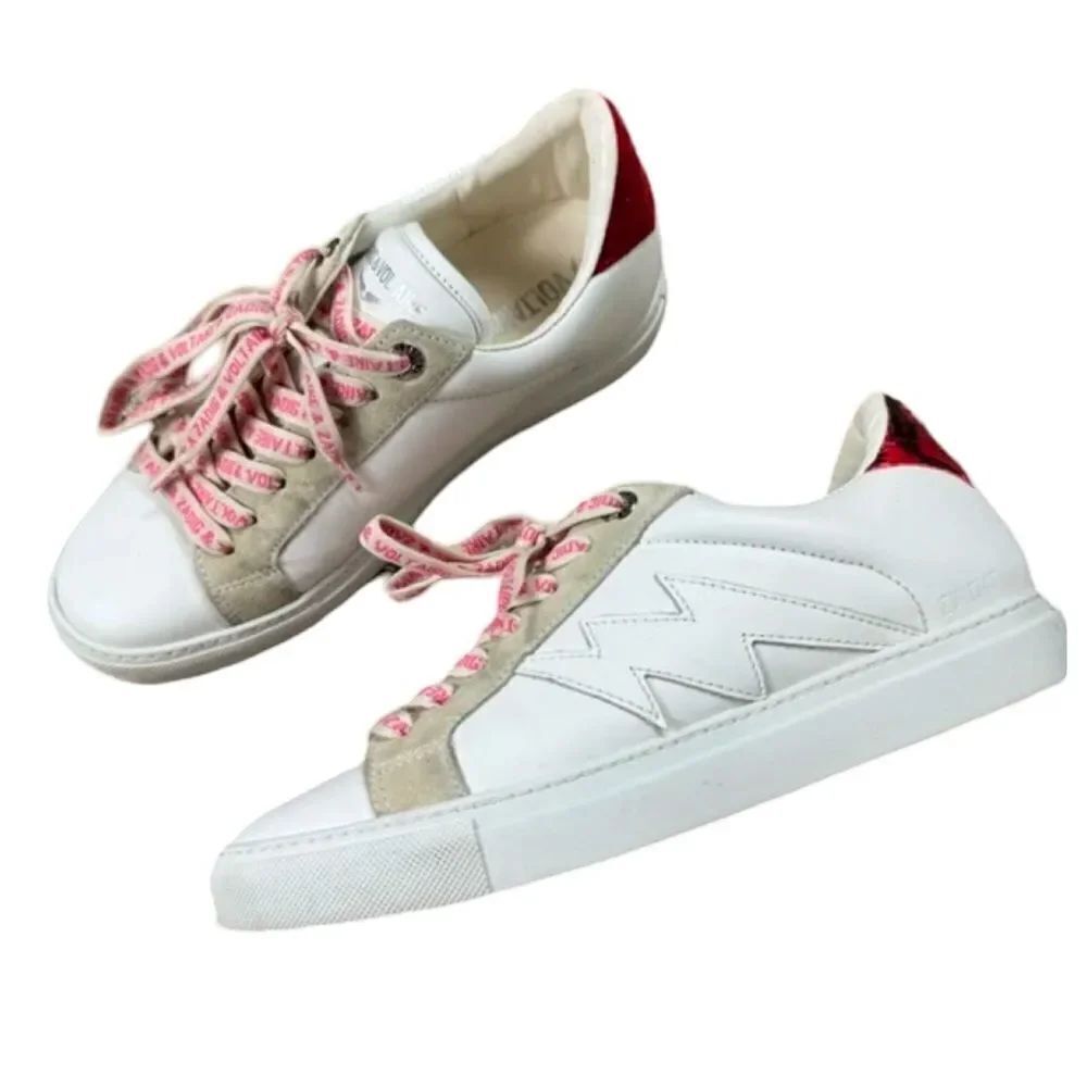 Zadig & Voltaire ZV1747 Flash Leather Platform Trainers Size 6 / 37